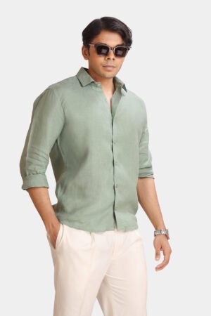 European Linen Olive Shirt.